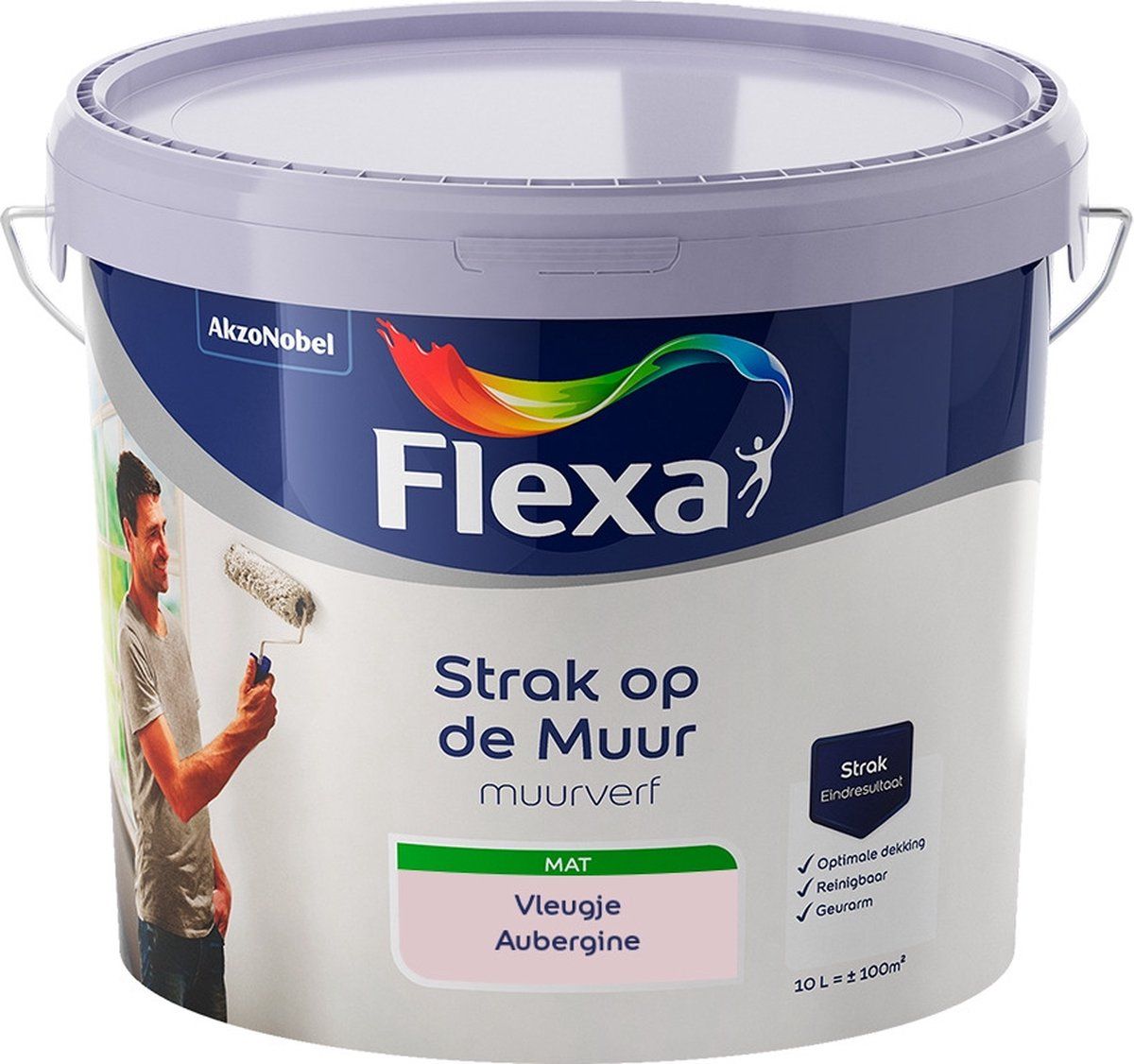 FLEXA Strak op de Muur Muurverf - Mat - Mengkleur - Vleugje Aubergine - 10 liter