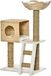 Arbre à griffer - Arbre d'escalade - Hauteur 100,5 cm - Avec cavité et couchage en haut - 2 niveaux - Convient aux chats de taille moyenne - 57 x 37 cm - Bois naturel