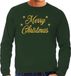 Bellatio Decorations Shoppartners Bv Foute Kersttrui - sweater - Merry Christmas - goud / glitter - groen - heren - kerstkleding / kerst outfit M