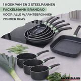 Fackelmann Set van 1 koekenpan van 30 cm en 3 steelpannen van 16, 18 en 20 cm