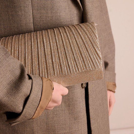 Manfield Goudkleurige clutch met glitters