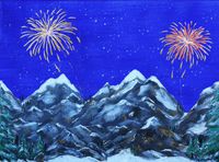 My Village Achtergrond Canvas LED Vuurwerk 76x56 cm