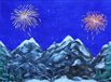 My Village Achtergrond Canvas LED Vuurwerk 76x56 cm