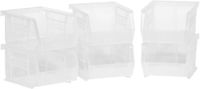 Akro-Mils 30210 AkroBins kunststof opbergbakken – ruimtebesparende stapelbare bakken voor garage, voorraadkast of knutselspullen, 12,7 x 10,2 x 7,6 cm, kleur: transparant, set van 6