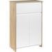 Meuble de salle de bain polyvalent, armoire de toilette avec placard et tiroir, gain de place, teinte bois et blanc 60x30x90cm