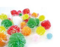 Glanzende pompons mix kleuren en afmetingen 200 stuks. ca.
