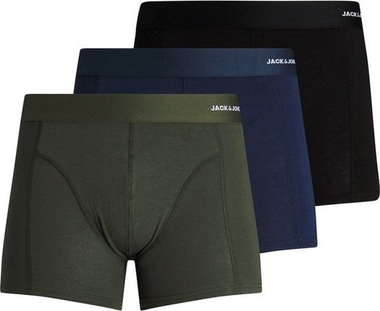 Jack & Jones Boxershorts Heren Trunks JACBASIC Bamboe 3-Pack - Maat L - Blauw/Groen/Zwart