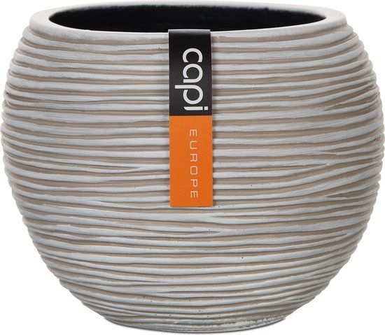 Capi Europe Vaas bol Rib Anthracite & Ivory - 12x10 - Ivoor