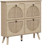HOMCOM Klapbare schoenenkast - Spaanplaat - 105x24x97,5cm - Natuurlijk hout