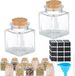 Merkloos Relaxdays Vierkante Kruidenpotjes - 50 ml - Set van 12 - Glazen Potjes met Kurken Deksel - Inclusief Etiketten en Stift