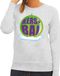 Bellatio Decorations Foute kersttrui kerstbal groen op grijze sweater voor dames - kersttruien XL