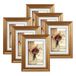 6x4 fotolijsten set van 6, gouden fotolijsten voor muur of tafelblad display 4x6 foto's met mat of 5x7 zonder mat