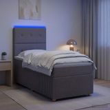 vidaXL LED Boxspringbed met Matras Taupe 90 x 200 cm Stof