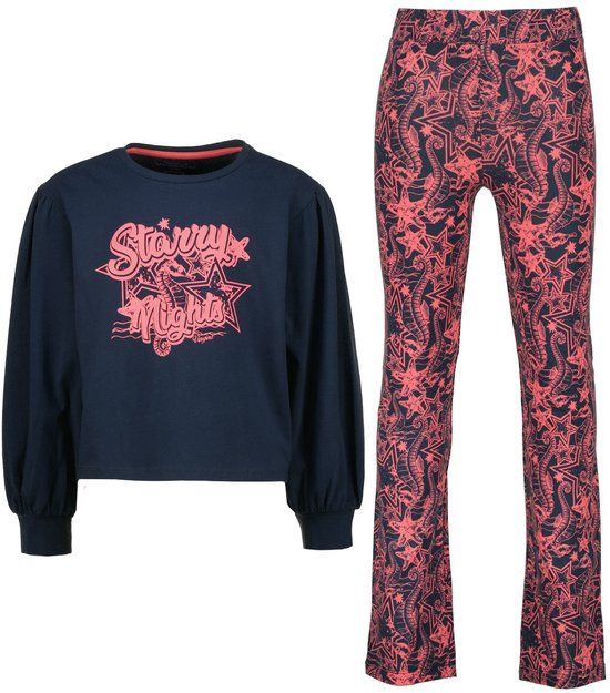 Vingino Winna Meisjes Pyjama Dark Blue Katoen/Elastaan Maat 122-128