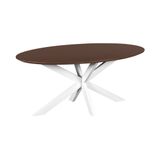 QUVIO Eettafel Sofia - Ovaal - 180x90 cm - Witte kruispoot - FSC® gecertificeerd mangohout - Bruin