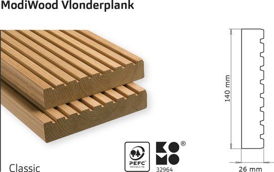 Intergard Vlonderplanken thermisch gemodificeerd Classic 390cm (26x140mm)