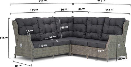 Garden Collection Chicago hoek loungeset 3-delig Taupe-naturel-bruin Wicker