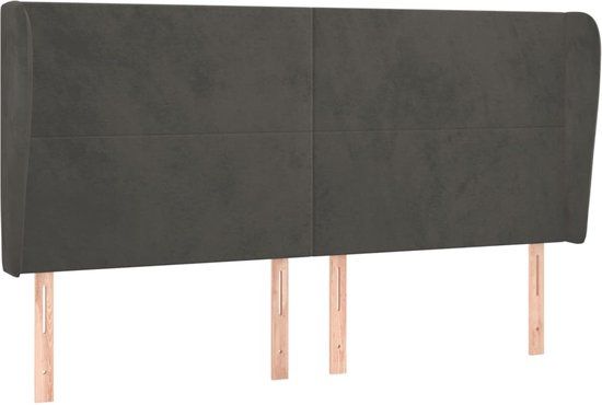 vidaXL Hoofdbord met randen 183x23x118/128 cm fluweel donkergrijs