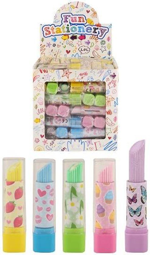 Uitdeelcadeautjes - Lipstick Gummen in Traktatiebox 84 stuks