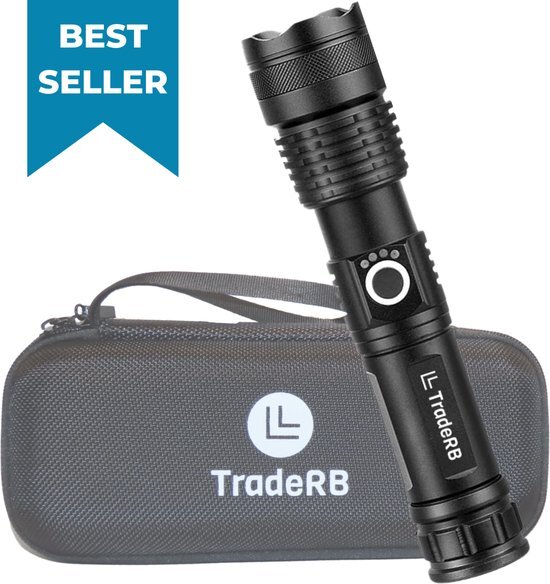 TradeRB TradeRB™? LED Zaklamp - Waterdicht - Gratis Batterij - USB Oplaadbaar - 3000 Lumen - Zoomfunctie - Telescopische Lens - Met Opbergdoos