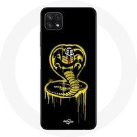 Maniacase Samsung Galaxy A22 5G Hoesje Cobra Kai Logo Geel Zwarte Achtergrond Poster
