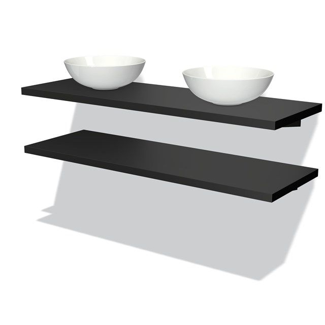 Maxaro Badkamermeubel voor Waskom 140 cm Modulo Plato Mat Zwart 2 Wastafelbladen