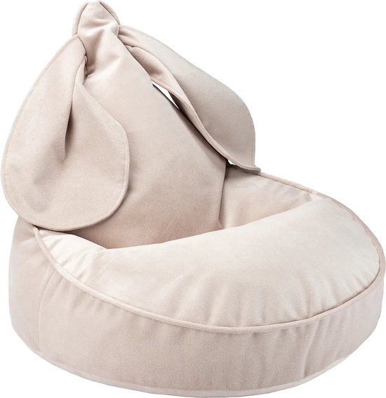 Wigiwama Velvet Bunny Beanbag Chair / Zitzak - Ø60x75cm - Dusty Beige