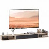 HOMCOM TV-meubel - Spaanplaat - 180x24x16cm - Natuurlijk hout en zwart