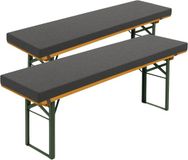 sleepling set de 2 coussins de banc de bière - coussin de banc 220x25 cm - coussin d'assise épais pour banc de bière - boucles de fixation élastiques - coussin de banc extérieur et intérieur – Fabriqué dans l'UE - 220 x 25 x 4 cm - gris foncé