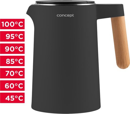 Concept RK3302 - Waterkoker 1.5L met temperatuurregeling 2200 W | Antraciet