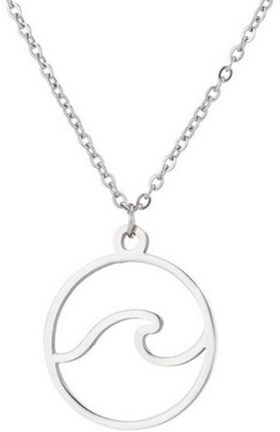 Joboly Golf surf water zee reizen wereld ketting - Dames - Zilverkleurig - 45 cm