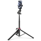 Ulanzi MT-78 dubbele mount selfie stick statief 185cm met telefoonhouder en quick-release plaat
