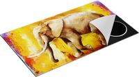 Chefcare Inductie Beschermer Geschilderde Olifant Olieverf - Abstract - 90x55 cm - Multicolor