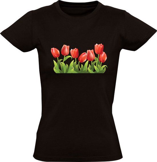 Tulpen Dames T-shirt - Wit - 5XL
