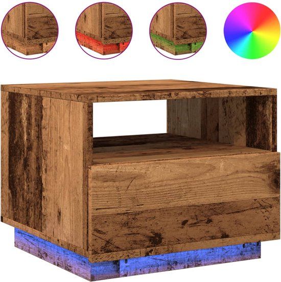 vidaXL Salontafel met LED-verlichting 50x49x40 cm oud houtkleurig