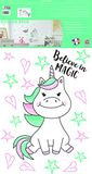 Decoratie Eenhoorn Believe in Magic, Zelfklevend, Vinyl, Meerkleurig, 48 x 68 cm