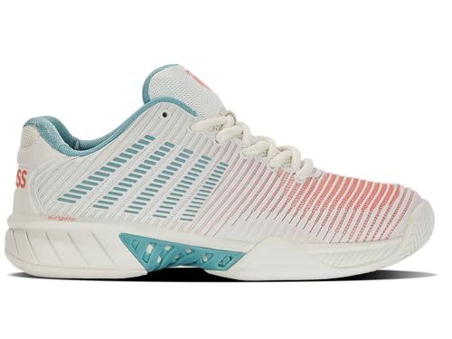 K-Swiss Performance Hypercourt Express 2 tennis shoes for women, White Nile Blue Desert Flower
