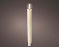 Lumineo Set van 2 LED dinerkaarsen met ribbels crème - 24,5 cm