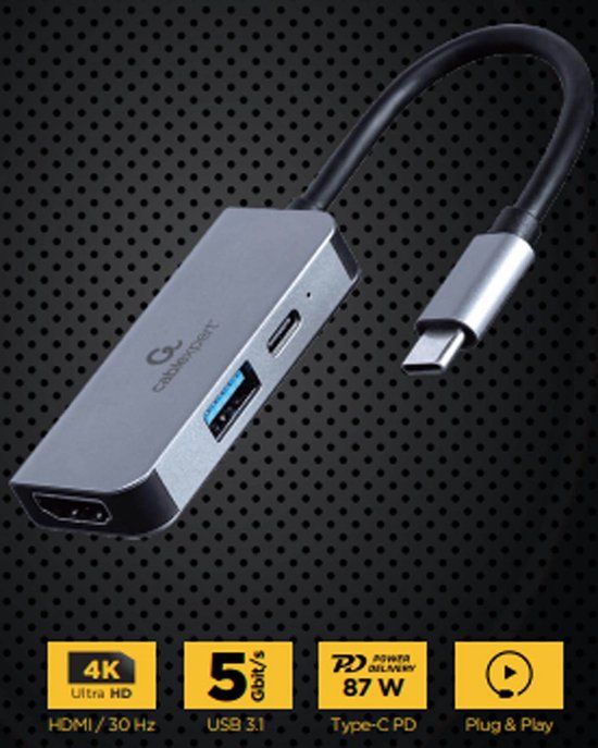 Gembird A-CM-COMBO3-02 USB 3.2 Gen 1 (3.1 Gen 1) Type-C Zilver