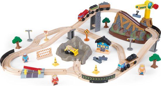 KidKraft 61-delige Houten Treinset met opbergbox - Multi colour