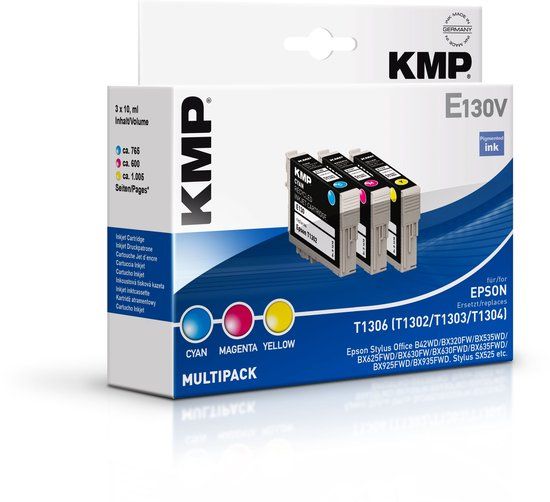 KMP Inkt vervangt Epson T1302, T1303, T1304 Compatibel Combipack Cyaan, Magenta, Geel E130V 1618,4050