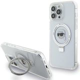 Karl Lagerfeld Ring Stand MagSafe Serie - iPhone 15 Pro Max Hardcase - Lichte Bescherming - Wit - Luxe Ontwerp