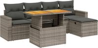 vidaXL 6-delige loungeset met kussens, polyrattan, grijs