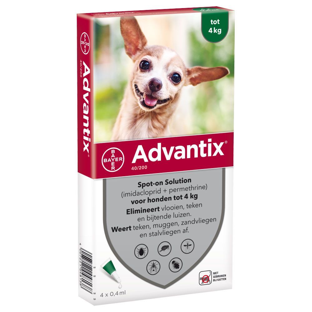 Advantix 40/200 Spot-On Solution voor Honden 1.5 tot 4kg - 6 x 0.4ml