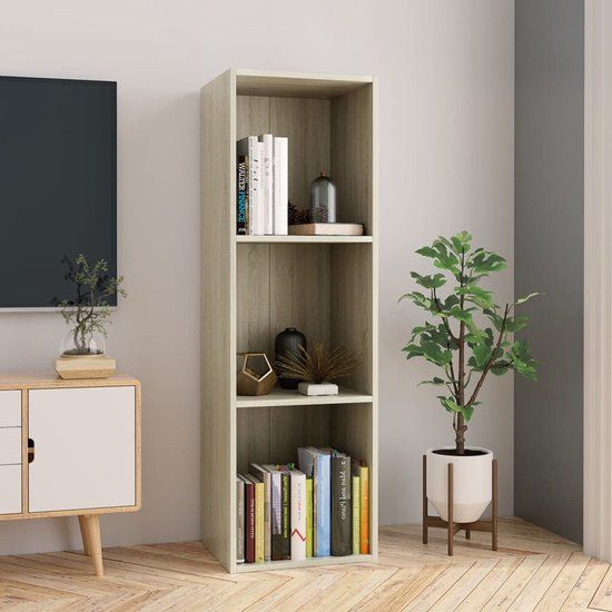 vidaXL Boekenkast/tv-meubel - 36x30x114cm - bewerkt - hout - sonoma eikenkleur