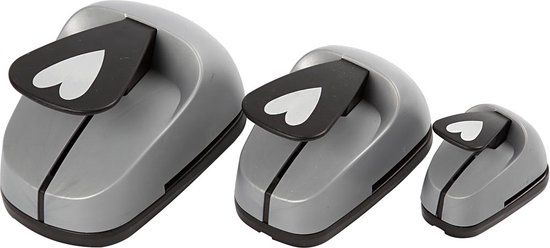 Creotime Ponsen Set - Figuurponsen - Hart - Decoratie - Kaarten Maken - 25+49+75mm - 3 stuks