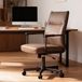Duhome fauteuil de bureau ergonomique, pivotant, hauteur réglable, avec accoudoirs, fauteuil à roulettes, adapté pour bureau, bureau à domicile, marron