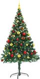 Prolenta Maison Exclusive Kunstkerstboom met verlichting en ballen, groen, 150 cm