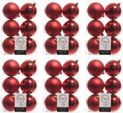 Decoris Kerst 36x Rode Kunststof Kerstballen 8 cm Mat/Glans Onbreekbaar