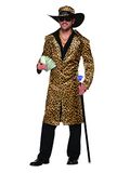 Forum Bristol Novelty 78886 Party Supplies Kostuum Funky Leopard Pimp Jas en hoed zoals afgebeeld, Borstomtrek 107-112 cm